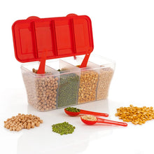 Kitchen Airtight 4-Section Storage Container / Pickle Jar 4 Spoons (1 Pc / Mix Color)