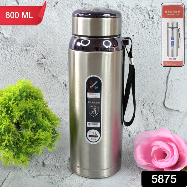 800ml Stainless Steel Water Bottle – Leak-Proof Thermos for Travel & Office
